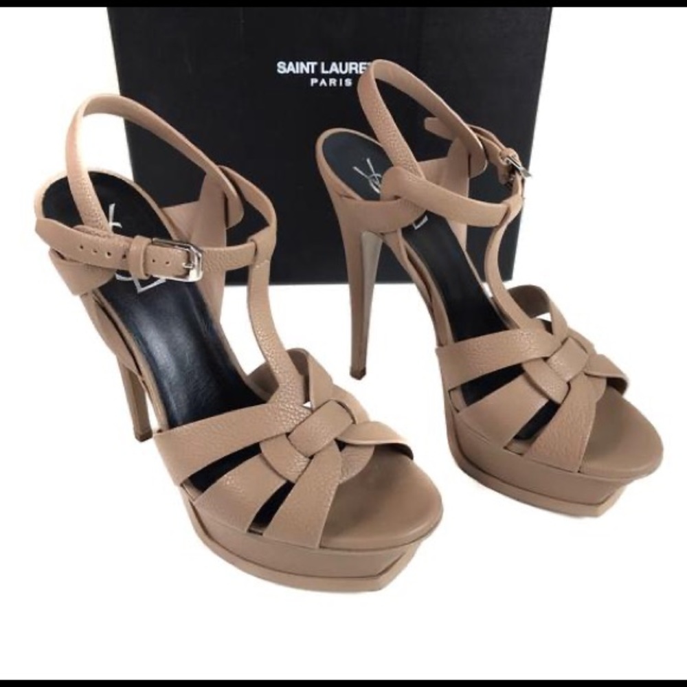 AUTHENTIC YSL | Grain Natural Tribute Heels